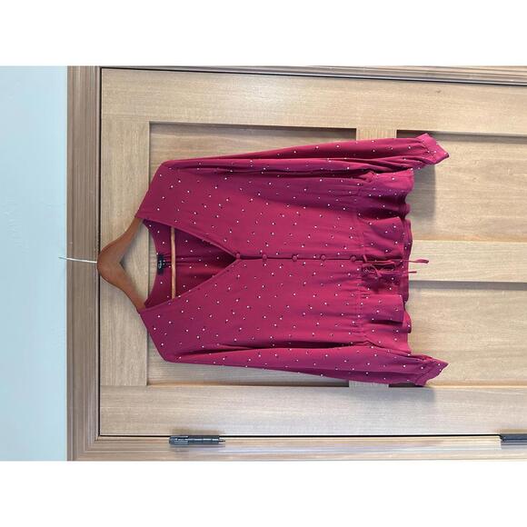 Rails Beaux Button-front Peplum Top In Rouge Offset Dot Women’s size Small - Picture 2 of 12